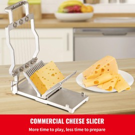 Happybuy Cheese Cutter with Replaceable Wire - 1 cm & 2 cm Cutting Blades, Aluminum Alloy Commercial Cheese Slicer with 304 Stainless Steel Wire for Kitchen Cooking & Baking, AC110~120V, 200W, Silver