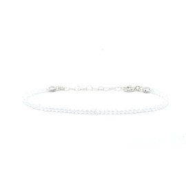 Damenarmband weißer Quarz Naturstein 2 mm dick 925er Sterlingsilber verstellbar von 16 cm bis 19 cm