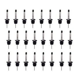 24pcs Stainless Steel Bottle Pourers with Black Plastic Cover Conical Design Rust Protection Liquor Pour Spout for Bar
