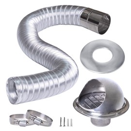 Elmfruit Pellet Stove Fresh Air Intake Kit, 2" x 60"Aluminum Bndable Pellet Stove Pipe for Outside Cold Air Kit, External Breathable Stainless Steel Rain Cover, High Efficient Pellet Stove Pipe Kit