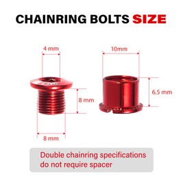 CNCLOL Single/Double Chainring Bolts,M8 Bike Chainring Bolts&Nuts For MTB/BMX/Bicycle（Black/Blue/Orange/Red/Colour）