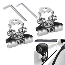 dawfall 2 PCS Car Roof Light Fixing Bracket, Shockproof Metal Vehicle Grille Light Mount Base, Universal Waterproof Adjustable Automotive Hood Auxiliary Bracket for Truck SUV Car (Silver)