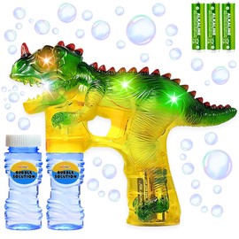 Upgraded Dinosaur Bubble Gun – Leak-Free Automatic Bubble Blower & Maker for Toddlers & Kids | Battery-Powered Bubble Shooter for Boys & Girls | Ready to Play – Includes Batteries & Bubble Solution