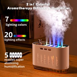 Humidifier for Bedroom, 700ML RGB Color Changing Music Sync Air Humidifiers, 5 Nozzle Spray Design Cool Mist Humidifier with Super Quiet & Auto Shut Off, Aroma Diffuser for Home, Office, Yoga (Green)