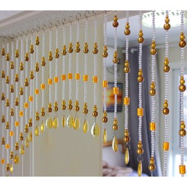 Rekelola Beaded Curtain for Doorways,Hanging Glass Clear Crystal Door Beads Curtains for Windows Room Divider Bedroom Coffee House (25 Strings Peace Bead)