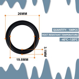 Innfeeltech 100 Pcs O-Rings Nitrile Rubber, 26 * 3.1mm Sealing O-Rings for Washer, Faucet and Plumbing in Kitchen Bathroom