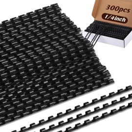 Maitys 300 Pcs Plastic Binding Combs Bulk Comb Binding Ring 19 Ring Comb Binding Spines Letter Size Spiral Binding for Notebook Calendar Picture (Black,1/4 Inch)