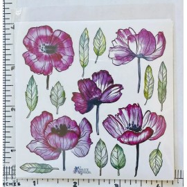 Violette Stickers Pretty Purple Poppy Flowers Crafts Planner Supply Scrapbook