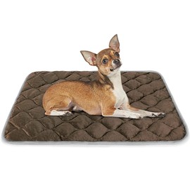 ULIGOTA Hot Mat Pet Bed Mat for Cats and Dogs, Warm Pet Insulation Mat, Washable, Physical Insulation, Body Heat Storage, Cold Protection, Warm and Fluffy (Brown M: 27.6*18.9 inches)
