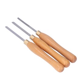 3Pcs Wood Lathe Turning Tool Chisel Beech Handle Steel Insert for Woodworking DIY