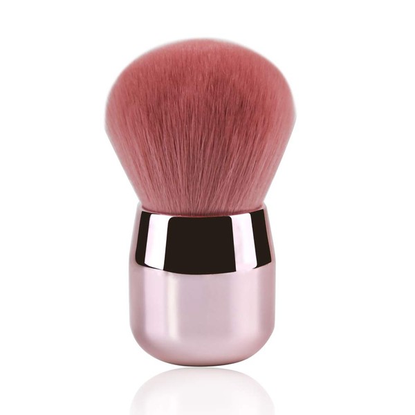 Daubigny - Brocha para base de maquillaje, color rosa grande, con arco, resistente, Kabuki, ideal para mezclar líquido, crema y polvo impecable, pulido, mezcla, corrector
