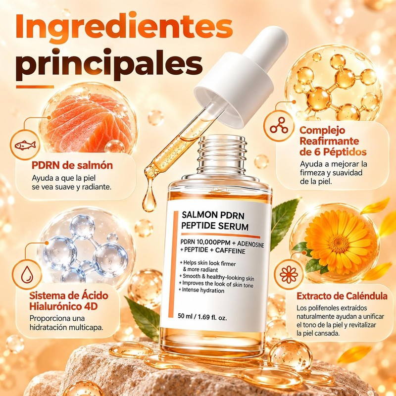 Sérum Facial Salmón PDRN Peptide,Reducir las líneas finas