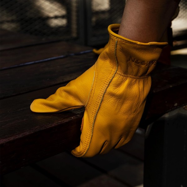 OPENMOON Flex Grip Leather Work Gloves - Durable Wear-Resistant Protect