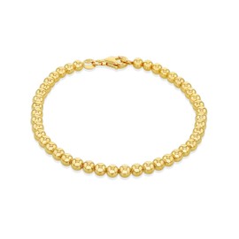 Tuscany Silver Women's Yellow Gold Plated 4mm Ball Bracelet 19cm/7.5'
