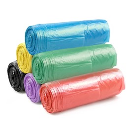 6 Rolls Colored Trash Bags Strong Trash Bags Small Waste Basket Bags Odourless Plastic Suitable for Bathroom Kitchen Living Room Office 6 Rolls