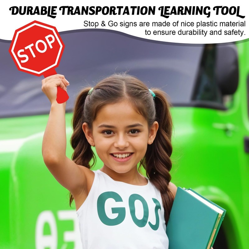 Ouligay Stop and Go Sign with Handle Double Sided Red