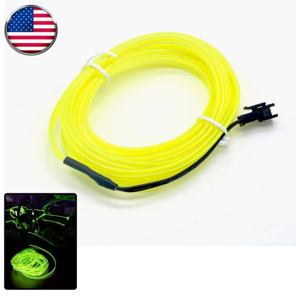 Unbranded Lemonyellow LED Car EL Wire Neon String Strip Lights