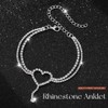 Eyret Rhinestone Anklet Silver Layered Sparkly Heart Crystal Ankle Bracelets