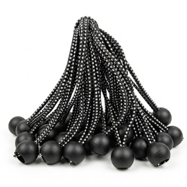 30 Pack 6 inch Black Bungee Balls Cord, Ball Stretch Cord