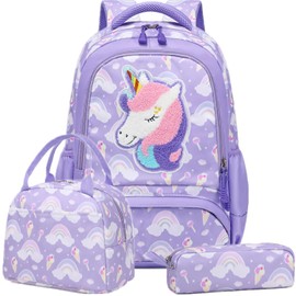 Jumpopack 3 in 1 School Bag Girls Back to School Bag Unicorn School Bag for Girls Backpack with Lunch Box