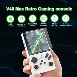 RegiisJoy V40 Max Handheld Game Console, 4 inch IPS Screen 40000 Games Retro Arcade Console, 256G Mini Portable Pocket Arcade 4000mAh