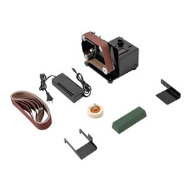 DIY Mini Belt Sander Electric Belt Sander 180W Electric Knife Sharpener Upgrade Electric Polishing Grinding Machine with 10PCS Abrasive Belt for Wood Metal Knife