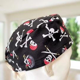 Handmade Pirate Skulls~  Modern Surgical Cap| Healthcare| Nurse Cap| CNA |OR|MD|CNA|Tec