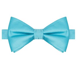 KissTies Pre-Tied Turquoise Blue Bow Tie Classic Solid Satin Tuxedo Bowties