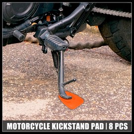 Hihaha 8pcs Motorcycle Kickstand Pad Side Stand Extension Pad Orange Durable Material