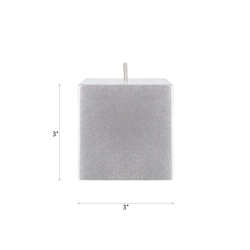 Mega Candles 3 pcs Unscented Solid Square Silver Pillar Candles,