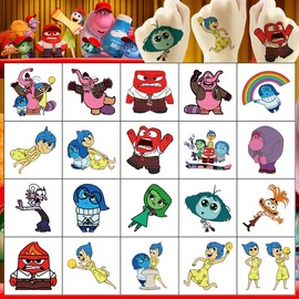 20pcs Big Inside out Temporary Tattoos Cute Anime Tattoos Sticker Waterproof Birthday Party Supplies Favors