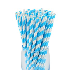 Yuyisto 100PCS Biodegradable Paper Straws,Colorful Paper Straws Be Used For Drinking/Decoration At Birthday/Anniversary/Wedding/Holiday/Celebrations/Party (Sapphire blue)