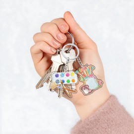 24Pcs Art Paint Keychains Party Favors Splatter Palette Brush Acrylic Keychains Art Paint Keyrings Gifts Accessories for Kids Artist Birthday Party Gift Supplies