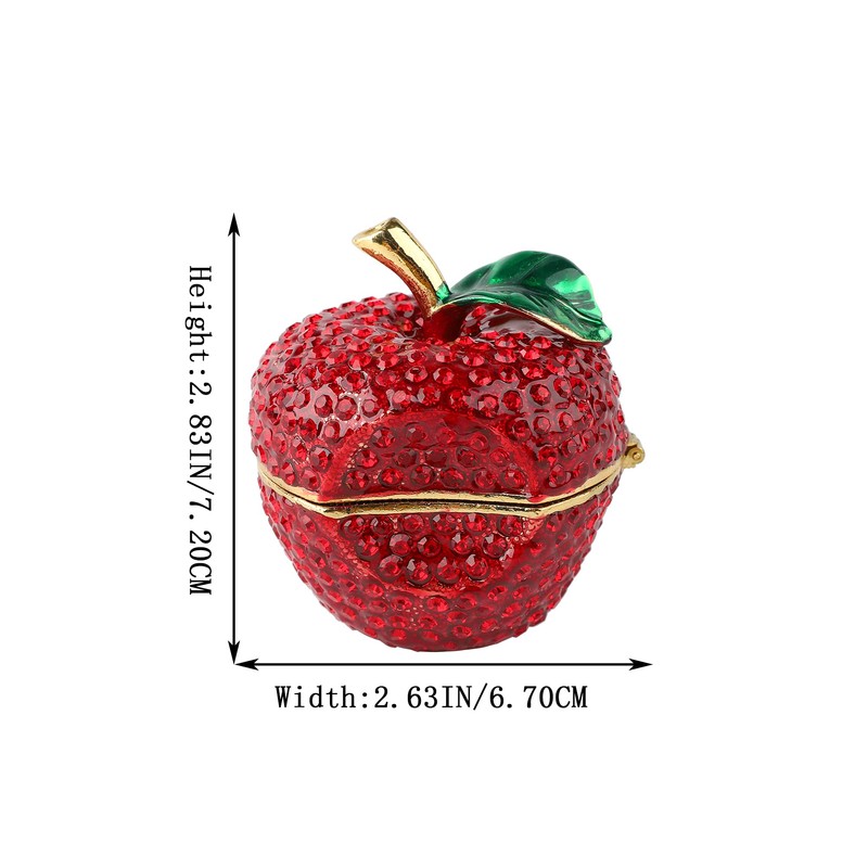 QIFU Classical Red Apple Style Enameled Trinket Box Hinged, Unique