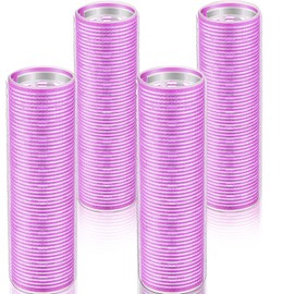 4 Pieces Hair Rollers Self Grip Roller Bangs Aluminium Core Curler Roller Hairdressing Curler for Long Hair Bang Roller Women Hairstyle (Purple, 4.1 x 1.2 Inch)