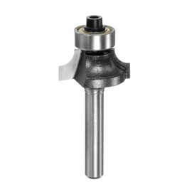 QUARKZMAN Rounded Cutter Diameter 15/64 Inch Shank 3/16 Inch Radius Carbide Fitted Edge Round Over Bit with Bearing Guide Woodworking Milling Tool