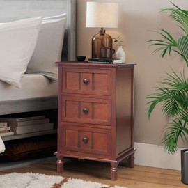 Urbanest Vertical 3-Drawer Side Table with Storage, Narrow Desk for Living Room, Bedroom, Office & Entryway, Space-Saving Design, 15.7" D x 11.8" W x 26" H, Walnut