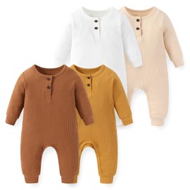 JELYLOVE Unisex Long Sleeve 4-Pack Baby Romper infant Boy Girl Jumpsuits 0-24Months New Born Outfits