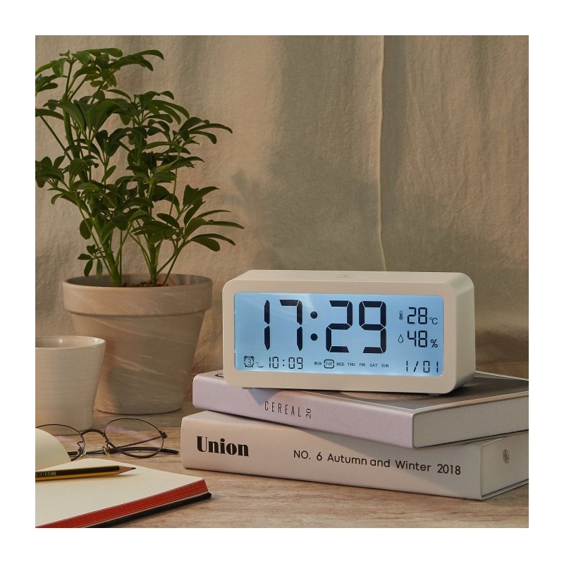 JAJU [JAJU] Large LCD Desk Clock with Temperature and Humidity