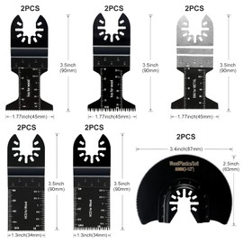 Mix Oscillating Saw Blades, 12PCS Wood Multitool Blades, Oscillating Saw Blades for Chicago Electric, Ryobi, Ridgid, Bosch,Craftsman, Rockwell Hyperlock, Black, Fein Multimaster, Genesis