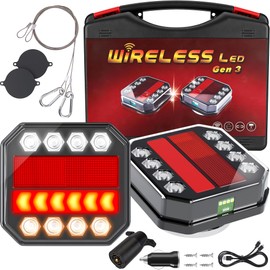 OUTPHORCE Magnetic Wireless Trailer Lights, 2.4GHz Rechargeable LED Trailer Lights Kit with Turn Signal, Brake, Reverse and Reflectors, Waterproof Tail Light for Tow Trucks, Boat, Camper, RV, Caravan