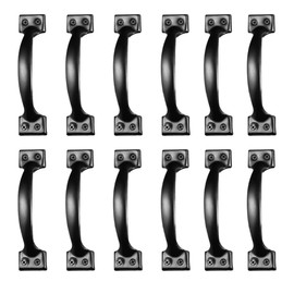Door Hand Knob 12Pcs Black Backyard Door Handles with Screws for Home Improvement Door Hardware Cabinet Pulls Drawer Handles Internal Door Knobs