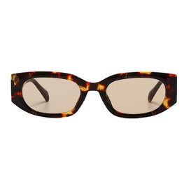 YAMEIZE Retro Rectangle Hexagonal Sunglasses for Women Men Vintage Oval Cat Eye Narrow Sunglasses 90s UV400 (Tortoise Shell Brown)