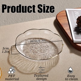 6 Inch Clear White Acrylic Salad Plates Set of 8, Small Plastic Dinner Dessert Plates, Round Kitchen Appetizer Plates, Shallow Bowl Plates Dish for Restaurant Lunch Snack Bread Fruit Party (Clear)