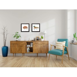 Gango Home Decor Southwestern Southwestern Vibes II & IV by Farida Zaman (Ready to Hang); Two 12x12in Black Framed Prints