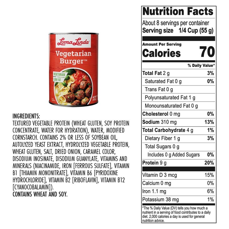 Loma Linda Vegetarian Burger (15 oz.) - Plant-Based