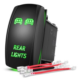Nilight Rear Lights Rocker Switch Led Light Bar Switch 5Pin Laser On/Off switches Green 20A/12V 10A/24V Switch with Jumper Wires Set for Cars,Trucks,RVs,2 Years Warranty