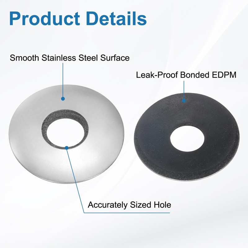 sourcing map 75Pcs Neoprene Rubber Sealing Washers M8x22mm 304 Stainless
