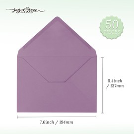 JAGERGREEN 50 Pack 5x7 Envelopes Letter Size, Purple A7 Envelopes Self Seal for Wedding Invitation, Envelope 5.4x7.6 for Greeting Cards, Photos, Baby Shower, Graduation, Thank You Cards, Announcements
