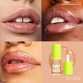NYX PROFESSIONAL MAKEUP Aceite graso para labios, brillo de aceite hidratante para labios, fórmula teñida y hasta 12 horas de hidratación, vegano y li